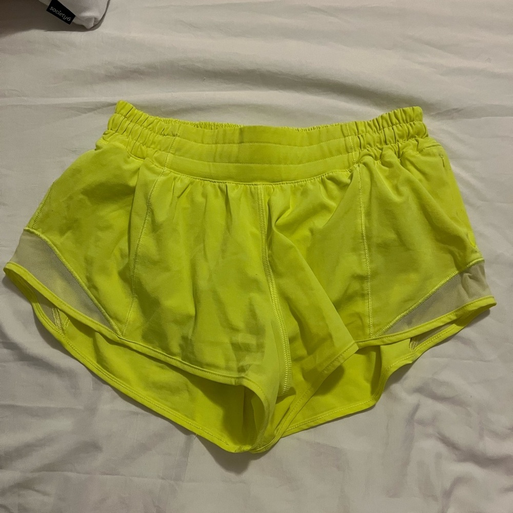 Neon yellow Hotty hot lululemon shorts